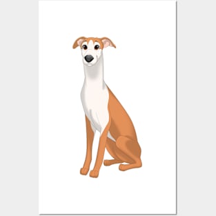 Red & White Whippet Dog Posters and Art